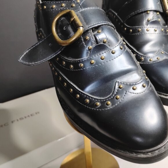 Women's Dark Blue Marc Fisher Bryleigh Studded Oxfords Size 8.5 w/ Box - Picture 9 of 15